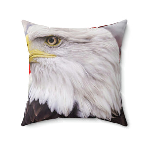 Bald eagle with American flag Faux Suede Square Pillow