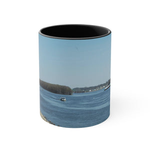 Riverfront with lighthouse Accent Coffee Mug, 11oz the sample shop