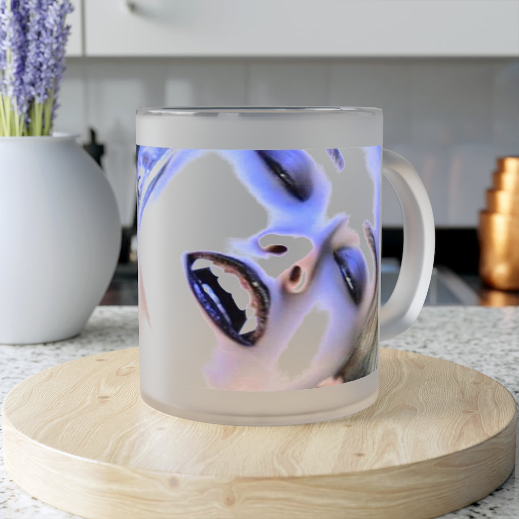 Vampire neck bite  Frosted Glass Mug 11 ounce