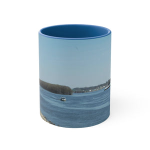 Riverfront with lighthouse Accent Coffee Mug, 11oz the sample shop