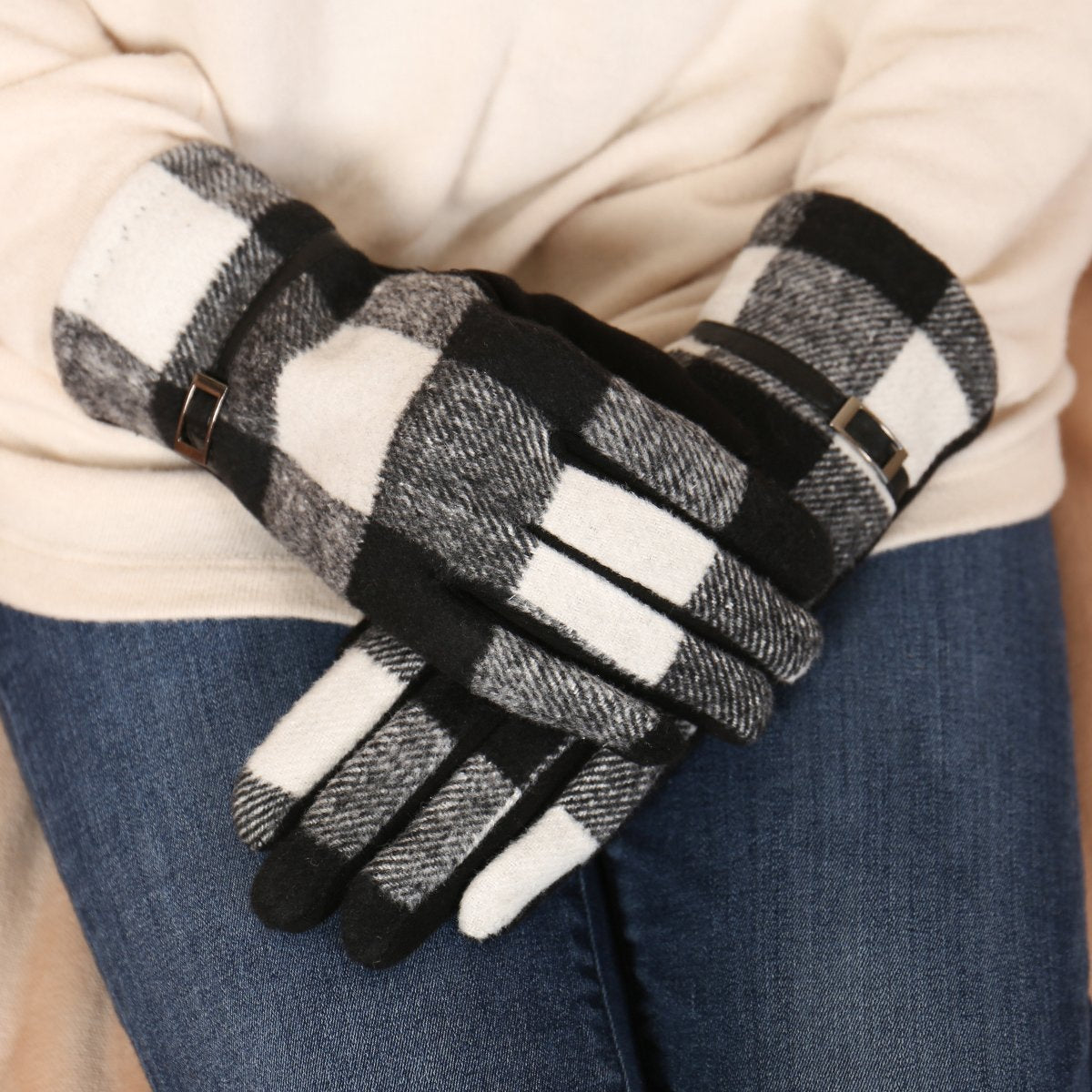 Hdv2923 - Buffalo Plaid Strap Smart Touch Gloves