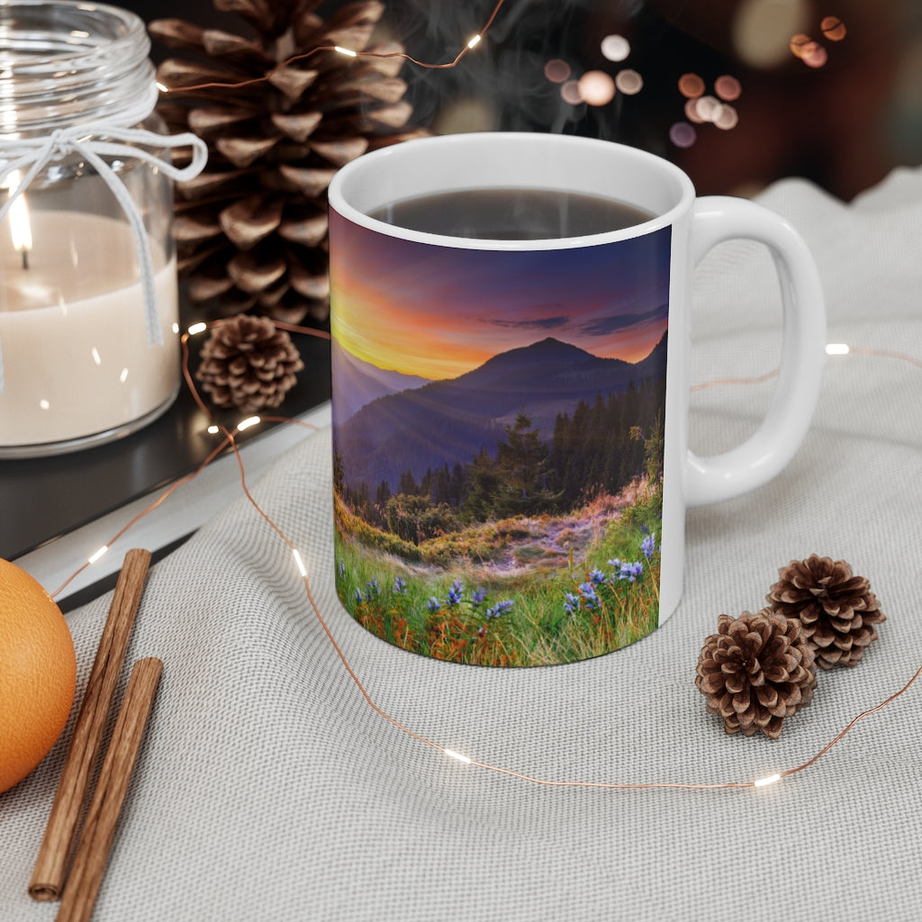 Sunset mountain valley view Ceramic Mug 11oz