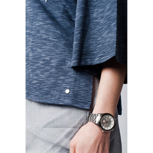 Dark grey top with Bird Embroidery on the front