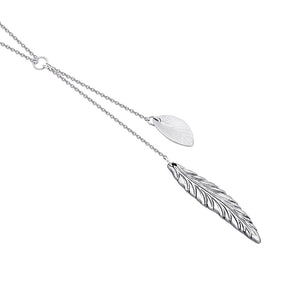 Feather and Leaf Necklace, Silver Plated Double Necklace, Layered Necklace