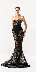 Black Lace Evening Gown