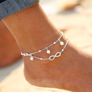 Double Chain Infinity Pearl Anklet