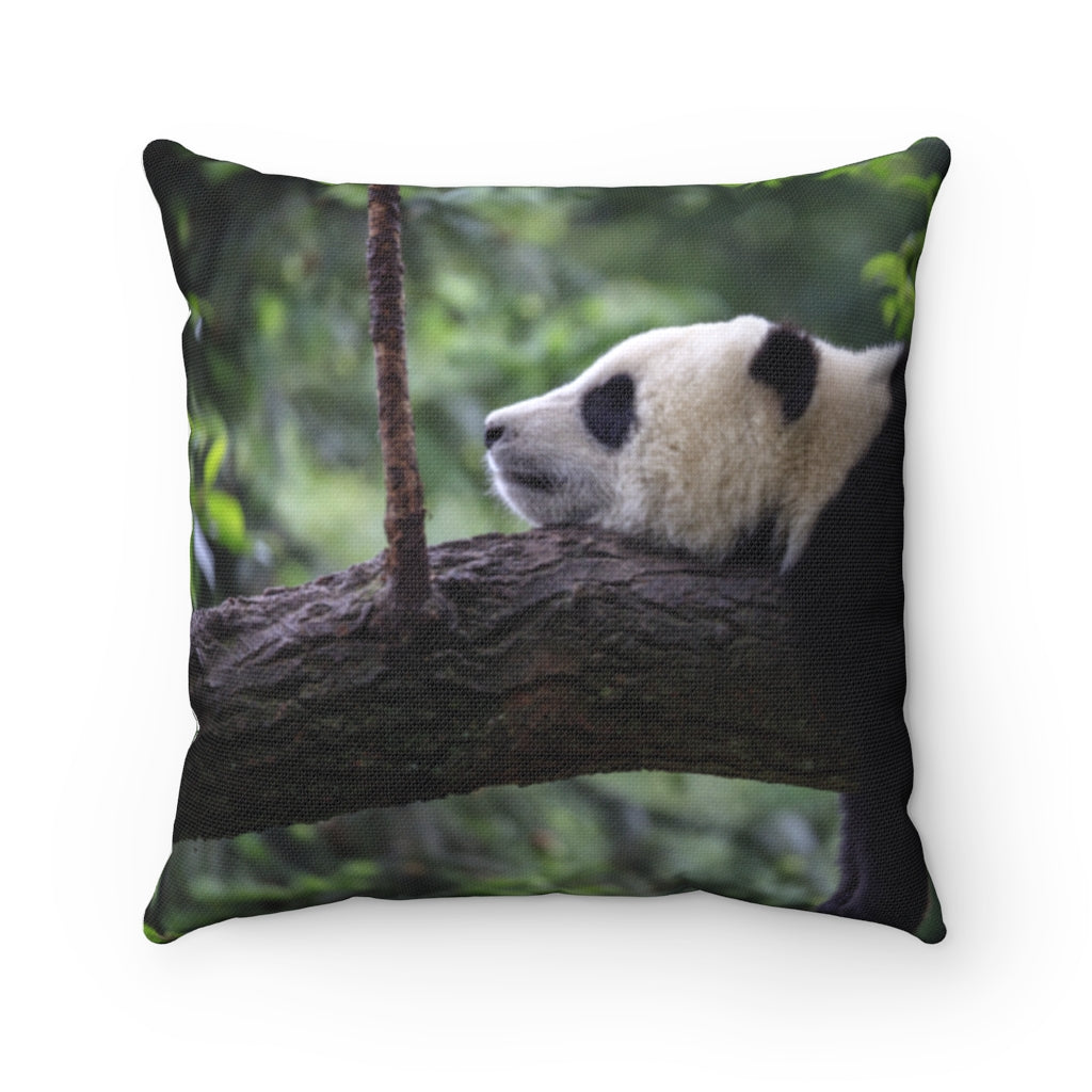 Panda bear sleeping Spun Polyester Square Pillow
