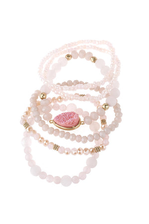 Hdb2950b - Teardrop Druzy Mixed Beads Bracelet