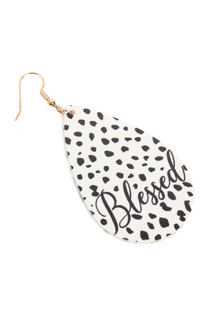 Hde2867 - "Blessed" Animal Print Leather Fish Hook Earrings