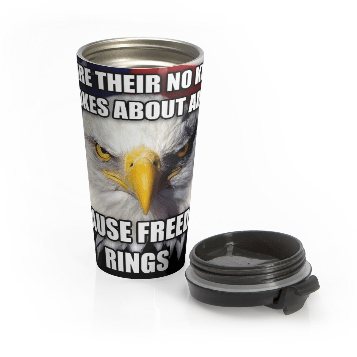 Freedom Rings USA flag eagle  Stainless Steel Travel Mug