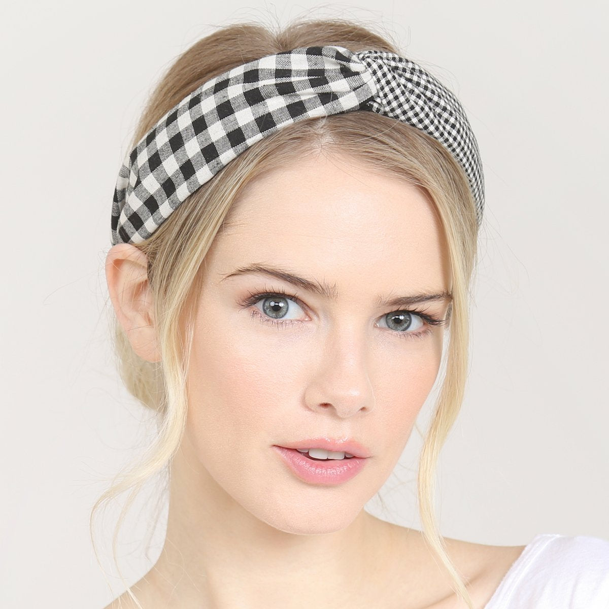 Hdh2367 - Plaid Knotted Fabric Coated Hair Band