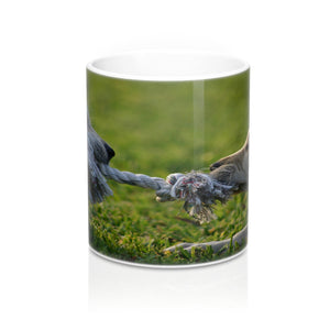 Puppy tug of war  Wraparound cute  Mugs