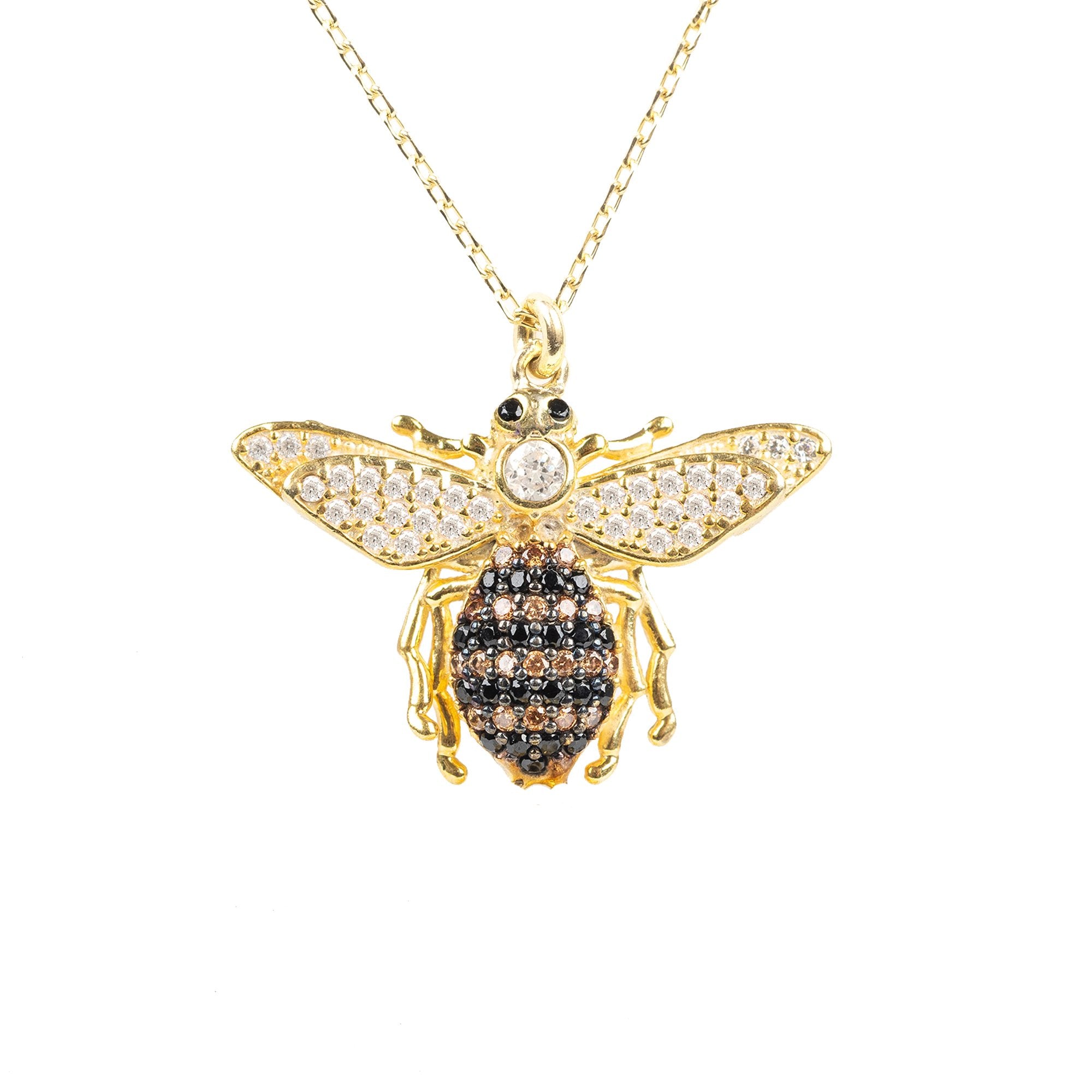 Honey Bee Pendant Necklace Gold