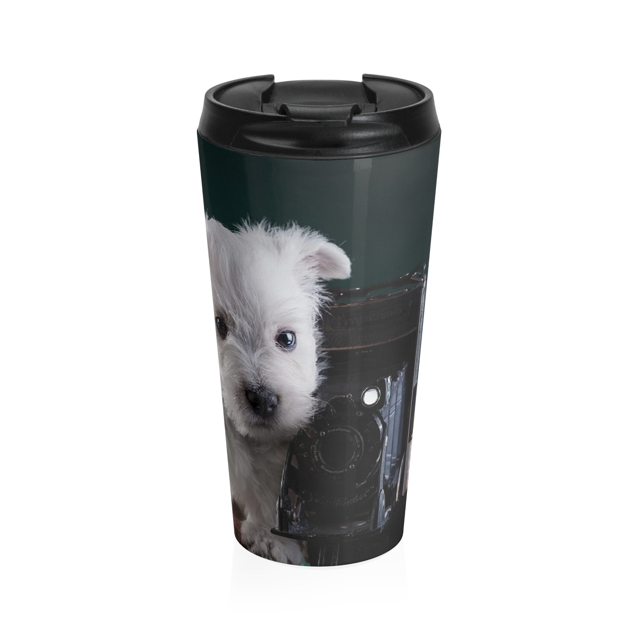 Puppy Photographer cute wraparound  Stainless Steel Travel Mug