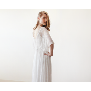Floral lace ivory sheer maxi dress 1044