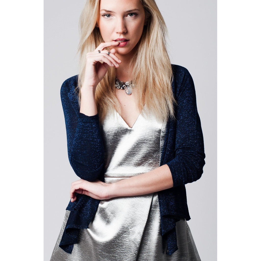 Navy blue cardigan with lurex