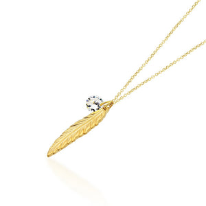 Feather Necklace, 14K Gold Plated Feather and Birthstone Necklace, Elegant Necklace
