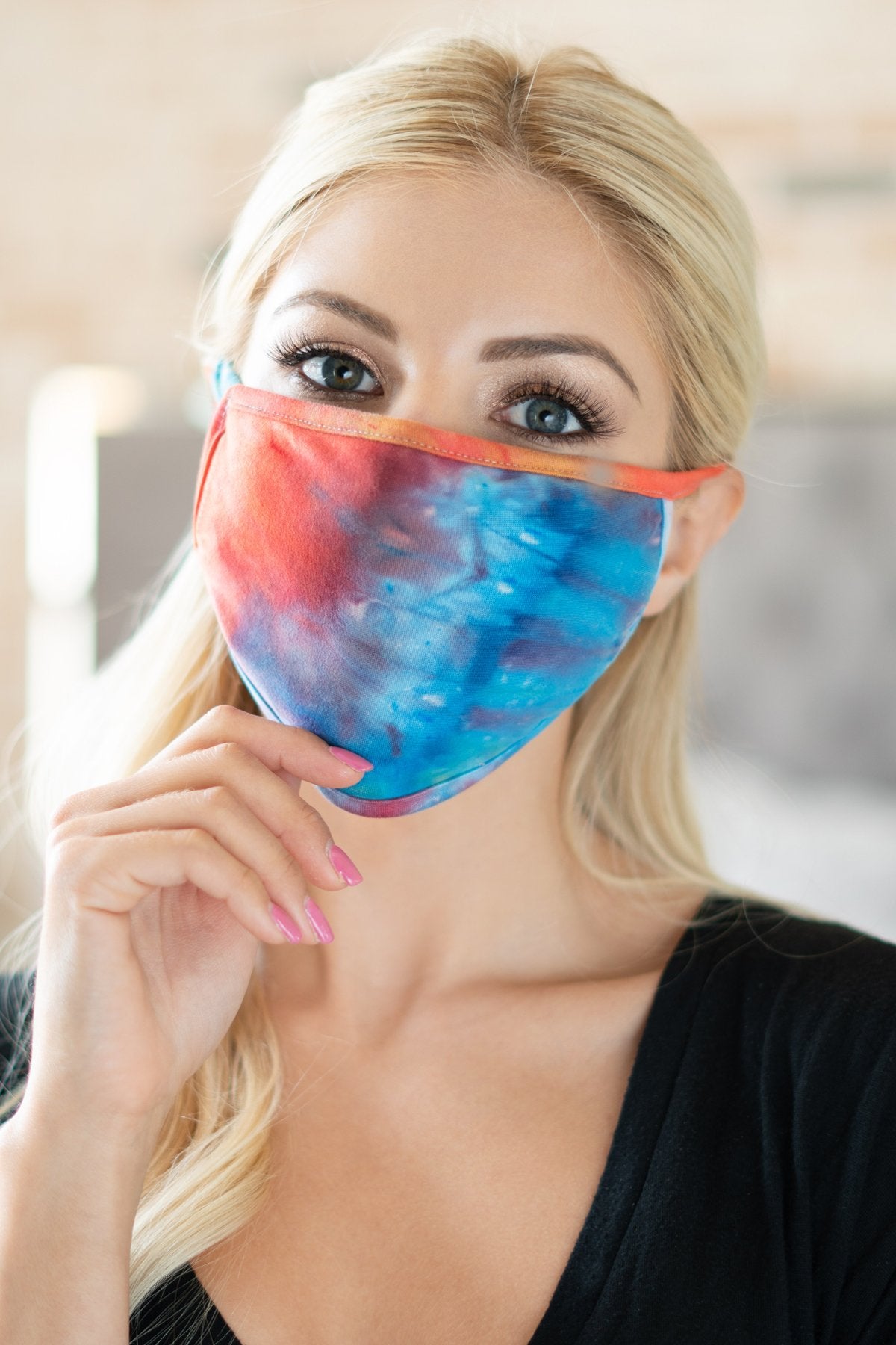 Rfm8002-Rtd023 - Tie Dye Reusable Face Mask for Adults With Filter Pocket