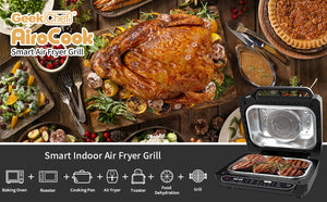 Geek Chef Smart 7-in-1 Indoor Electric Grill Air Fryer，Family Large Capacity，Countertop Grill.
