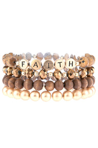 Hdb3025 - "Faith" Natural Stone Bead Bracelet