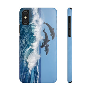 Dolphins jumping wave Case Mate Slim Phone Cases