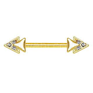 Gold Jeweled Double Triangle Nipple Bar
