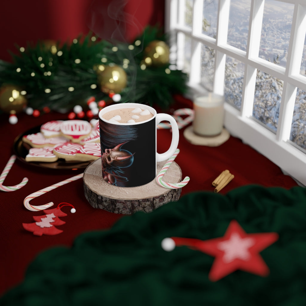 Skull rocker horror White Ceramic Mug