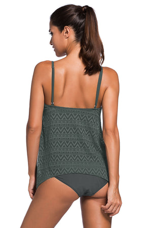 Full Size Spaghetti Strap Scoop Neck Tankini Set