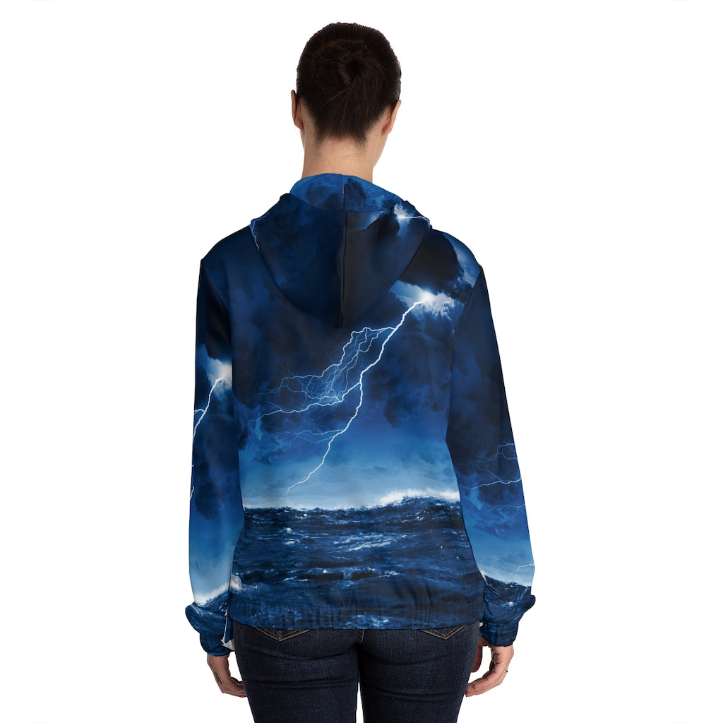 Stormy night at sea Women’s Full-Zip Hoodie (AOP)