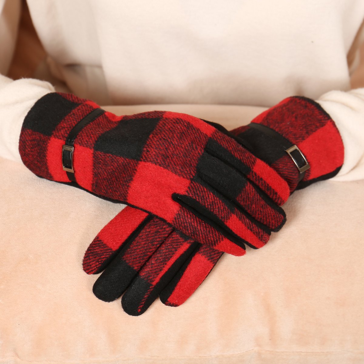 Hdv2923 - Buffalo Plaid Strap Smart Touch Gloves