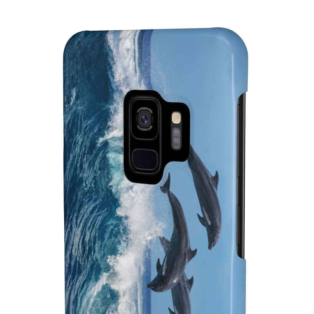 Dolphins jumping wave Case Mate Slim Phone Cases