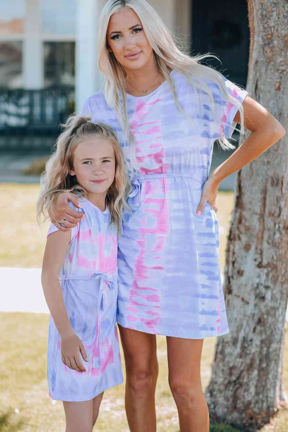 Girls Tie-Dye Belted T-Shirt Dress