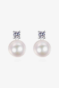 Moissanite Pearl Stud Earrings