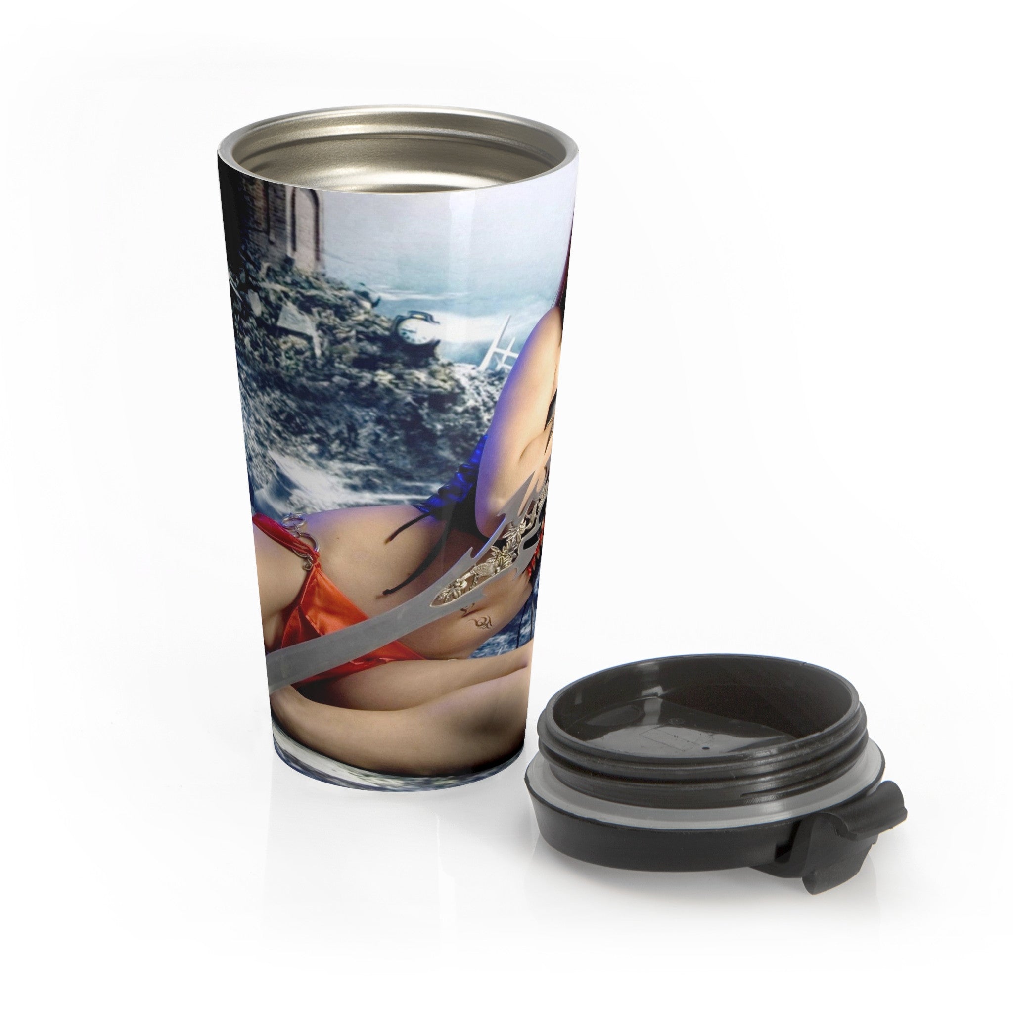 Sword Warrior Girl Stainless Steel Travel Mug