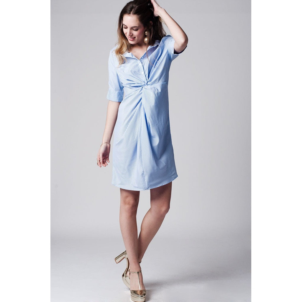 Blue stripe shirt dress