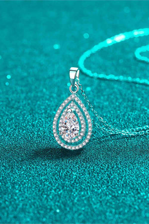 1 Carat Moissanite Teardrop Pendant Necklace