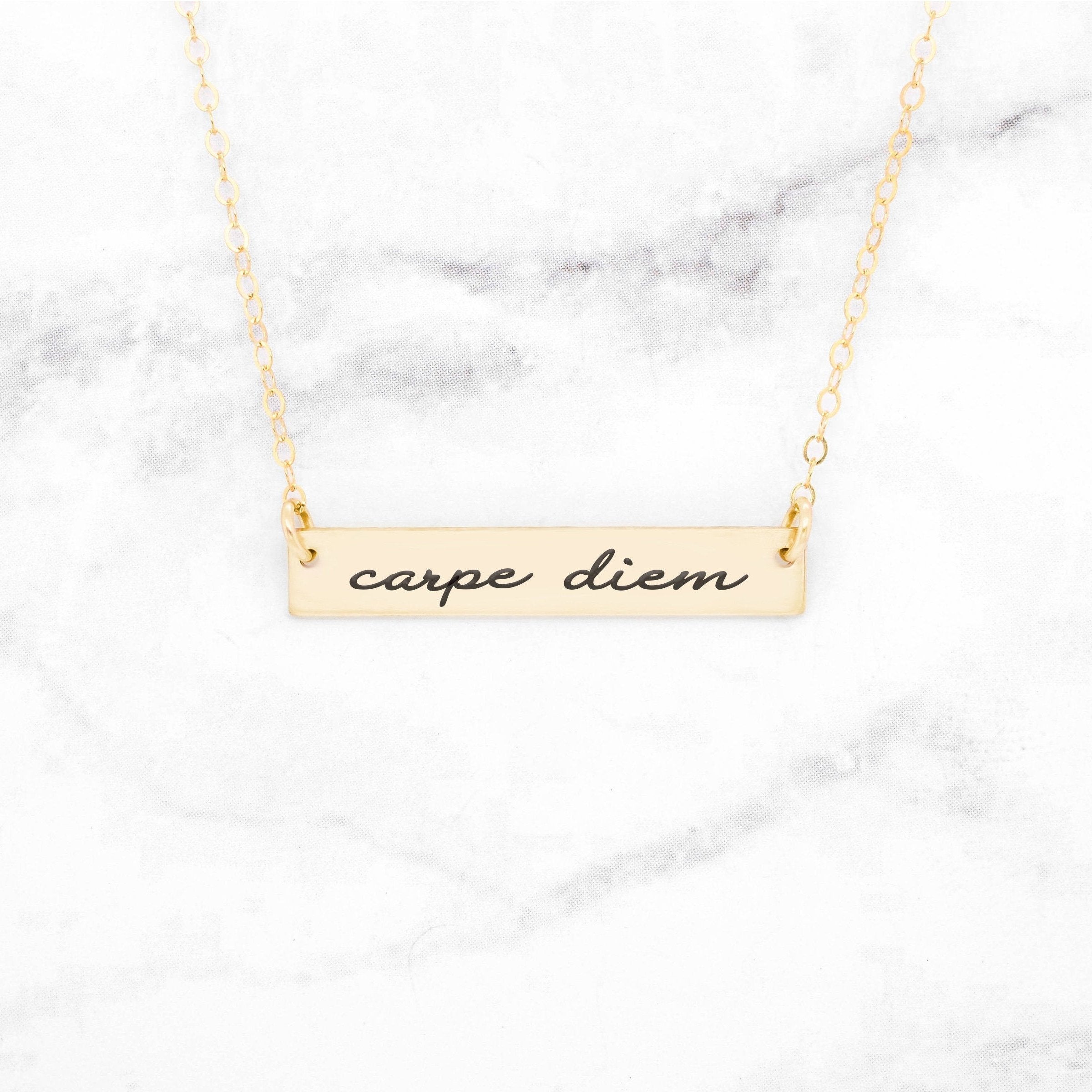 Carpe Diem Necklace - Rose Gold Quote Necklace