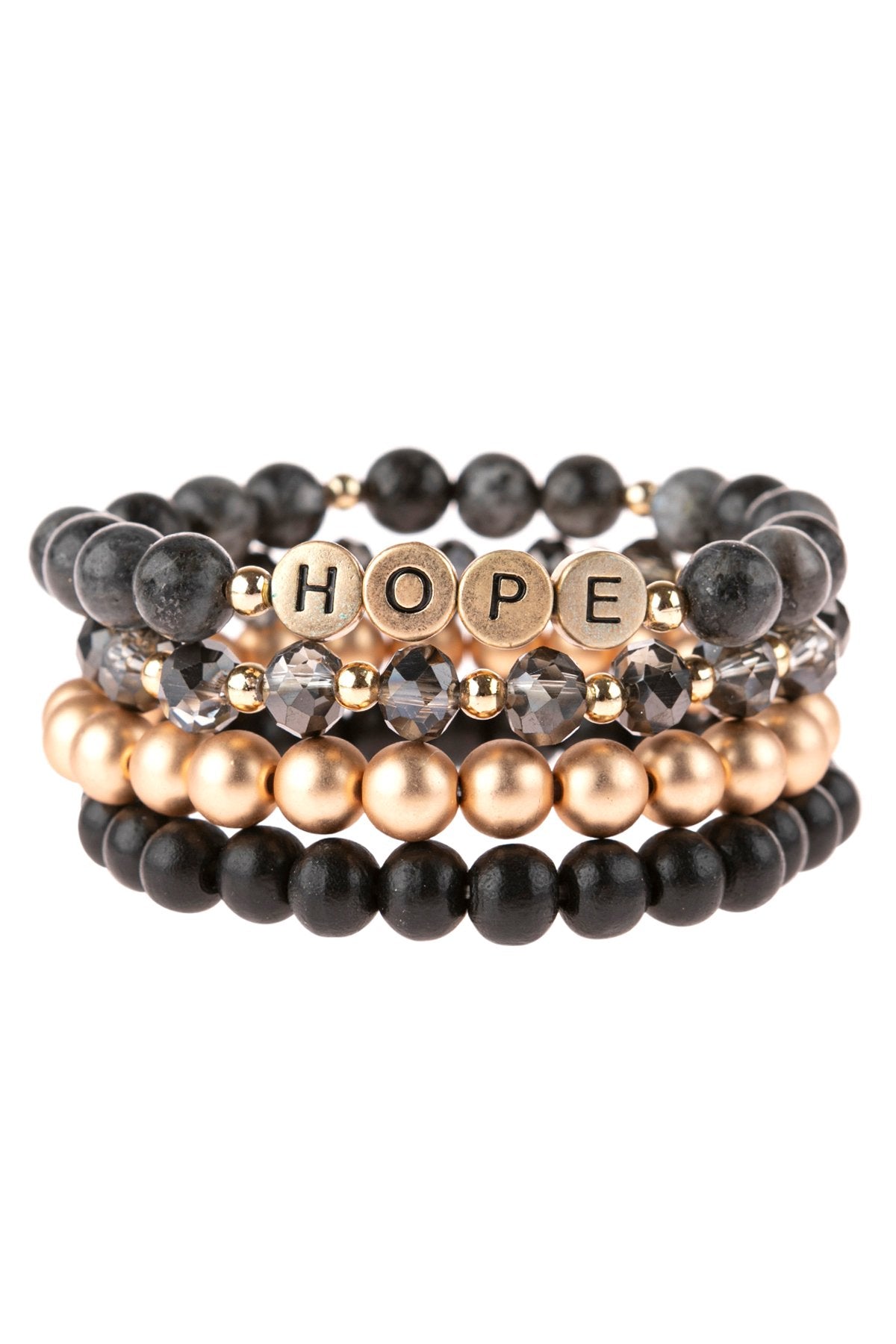 Hdb3024 - "Hope" Charm Multiline Beaded Bracelet