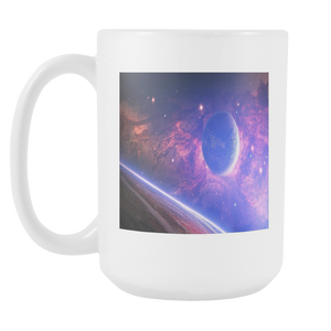 Planet with light spots double sided 15 ounce coffee mug