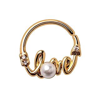Gold Plated Jeweled "LOVE" Annealed Seamless Ring