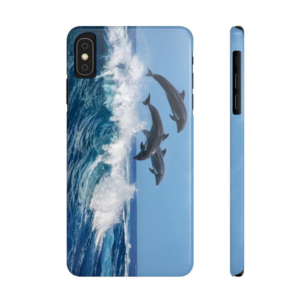 Dolphins jumping wave Case Mate Slim Phone Cases