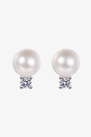 Moissanite Pearl Stud Earrings