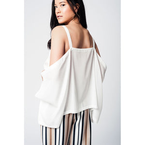 White cold shoulders top