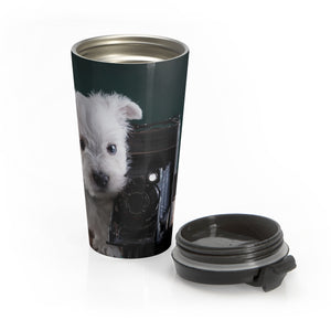 Puppy Photographer cute wraparound  Stainless Steel Travel Mug