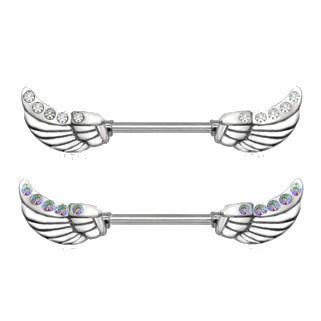 316L Surgical Steel Twinkling Angelic Wings Nipple Bar