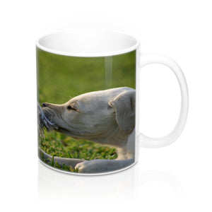 Puppy tug of war  Wraparound cute  Mugs