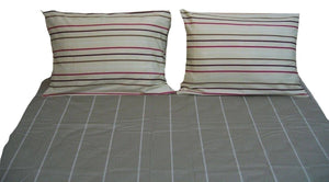 DaDa Bedding Multi White Grey Striped Fitted & Flat Sheets W/ Pillow Cases Set (FSFS8293)