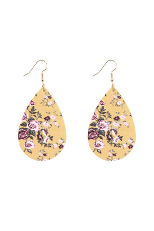 Hde3219 - Floral Printed Pear-Shaped Earrings
