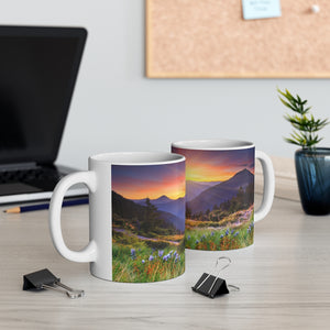 Sunset mountain valley view Ceramic Mug 11oz