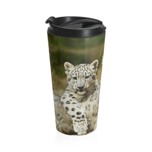 Snow Leopard Family  Stainless Steel Travel Mug